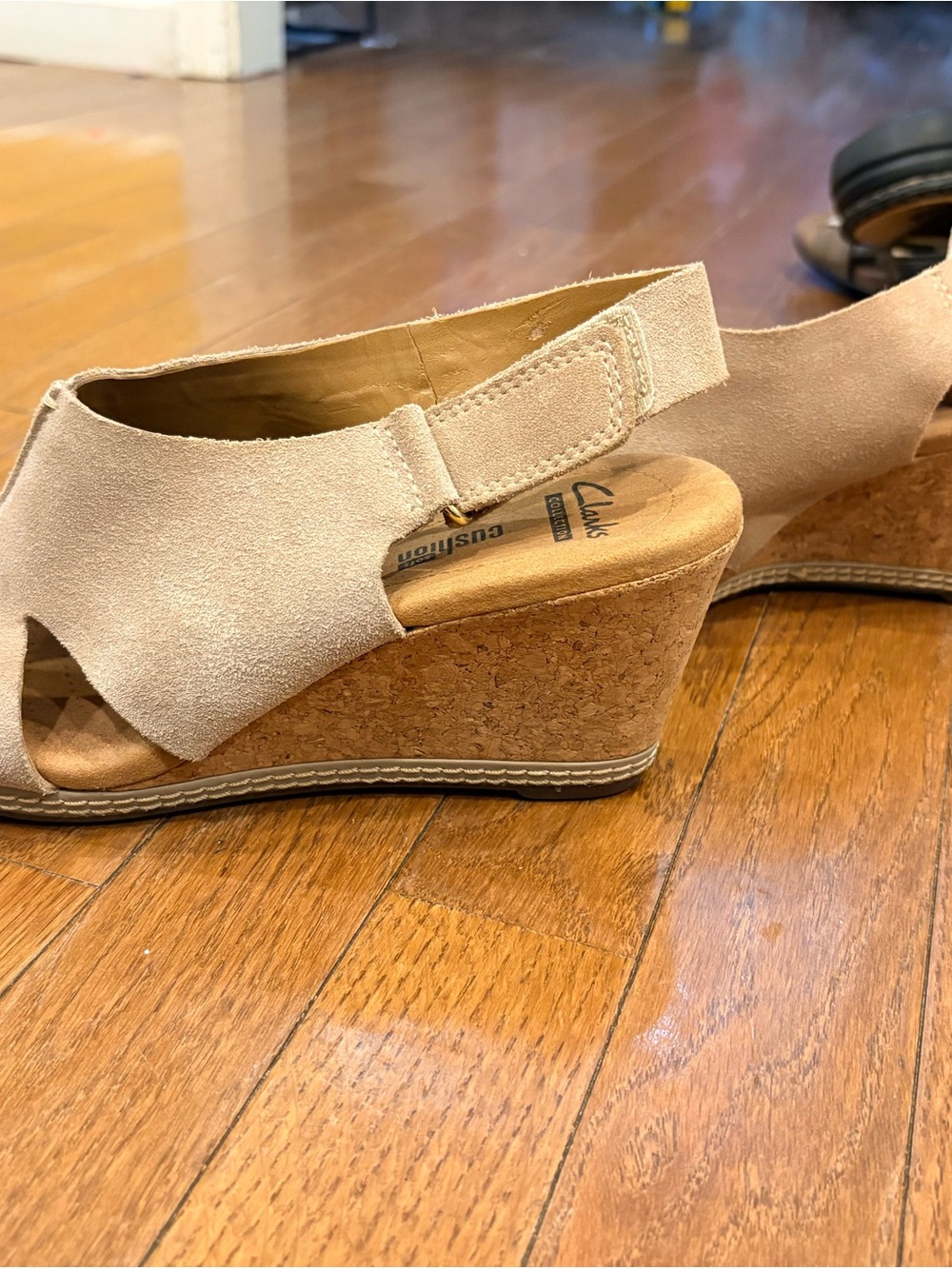 Suede Slingback Cutout Sandals in Beige - Picture 3 of 7